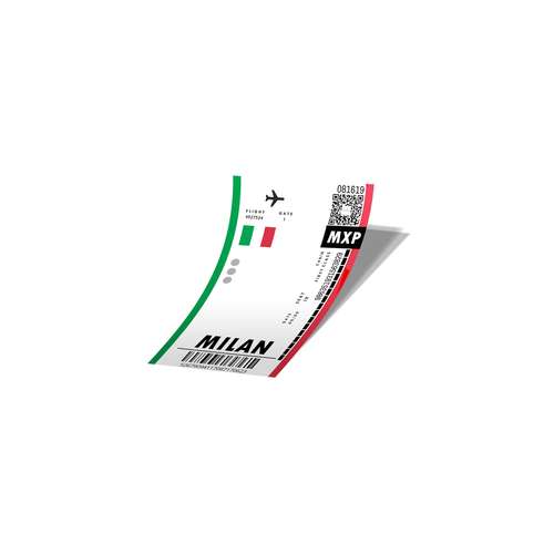 استیکر لپ تاپ لولو طرح بلیط هواپیما به میلان Milan Boarding Pass  کد 793