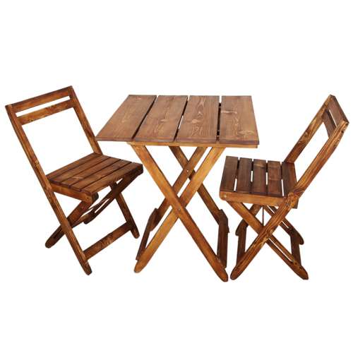 میز و صندلی ناهاخوری 2 نفره مدل تاشو چوبی