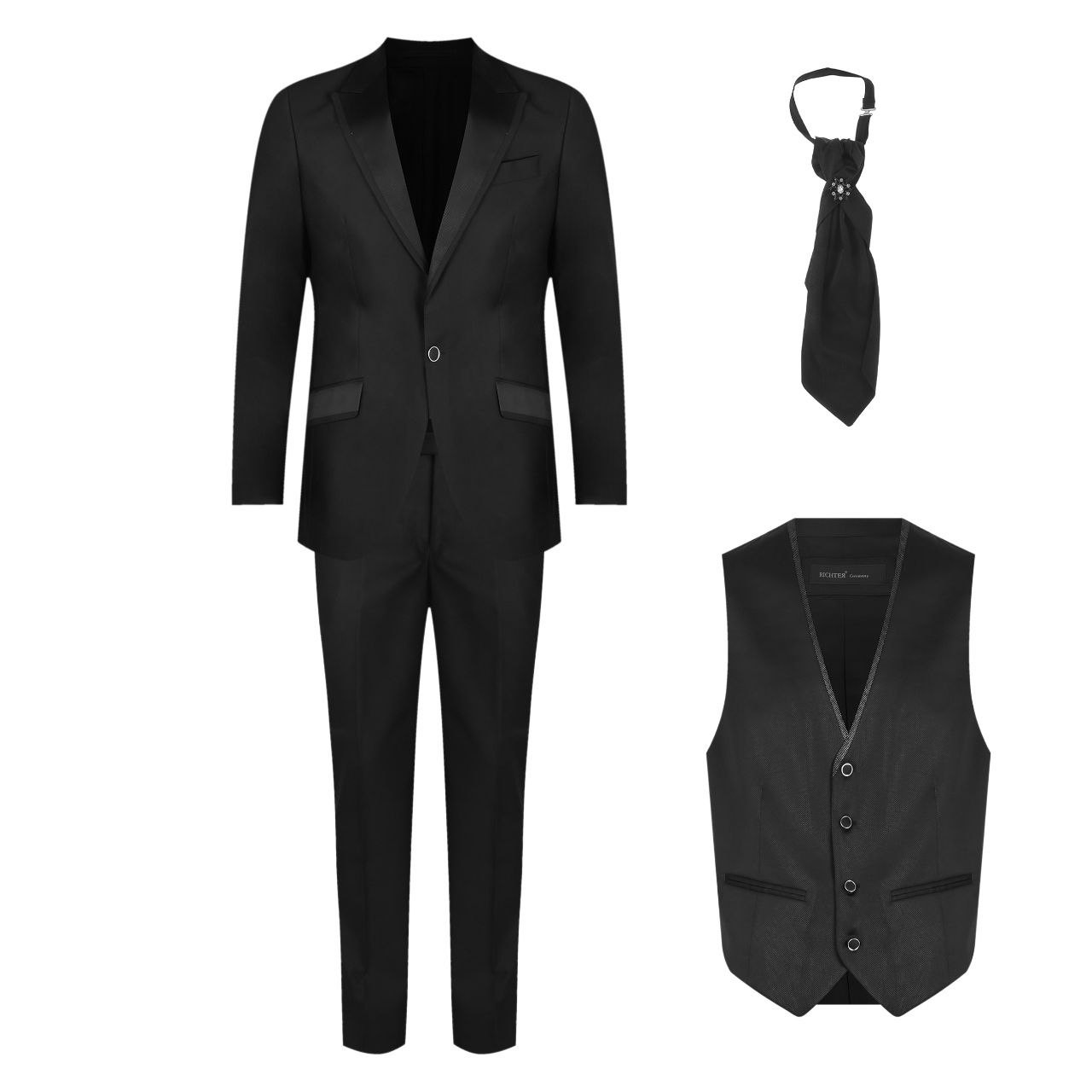 ست کت و شلوار و جلیقه مردانه مدل ریجتر به همراه کراوات