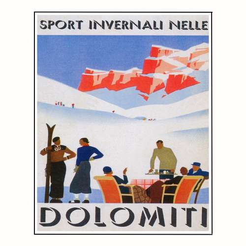 پوستر مدل سفر قدیمی ایتالیا چاپ هنر دولومیت هنر اسکی هنر ورزش های زمستانی