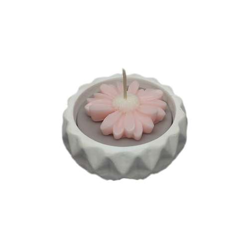 شمع دست ساز مدل کاسه ای با گل مارگاریت