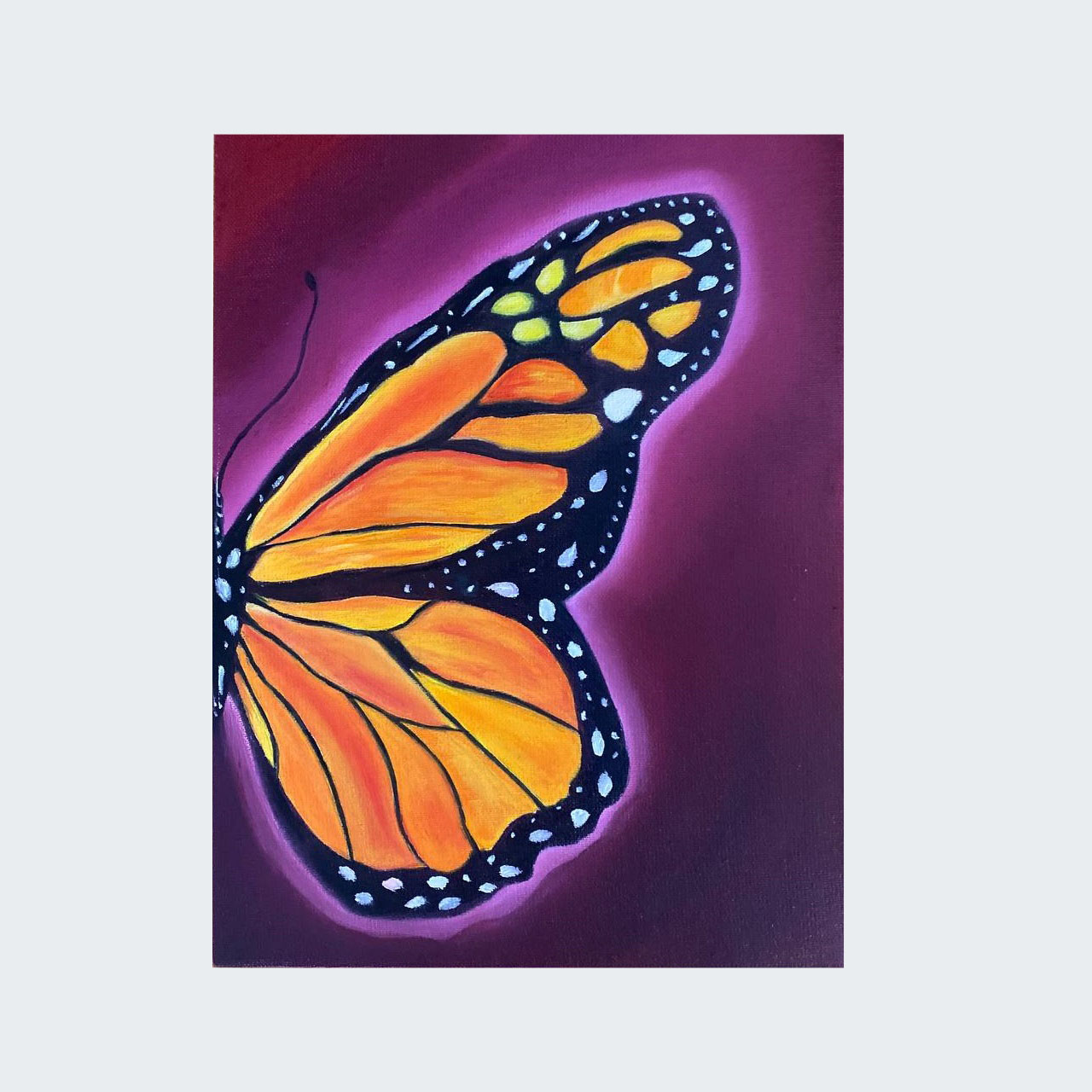 تابلو نقاشی رنگ روغن طرح نیم بالی از پروانه