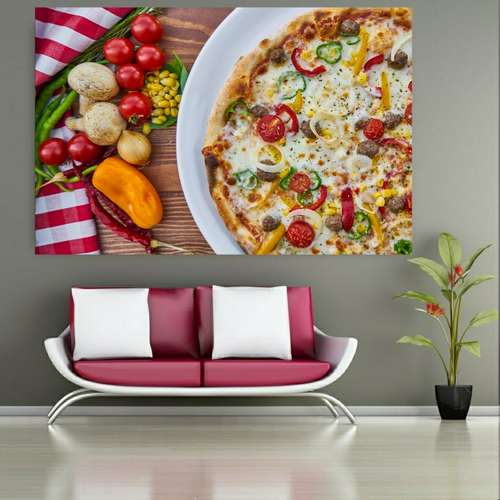 استیکر طرح فست فود مدل پیتزا گوشت و قارچ کد SDA141