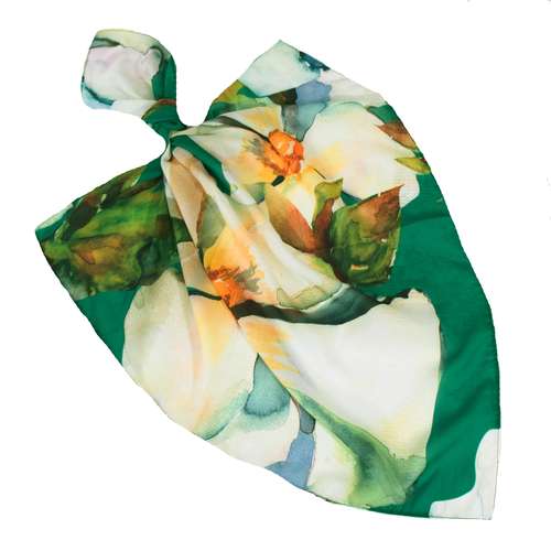دستمال سر و گردن زنانه مدل  مینی بیبی اسکارف تابستانه نخی خنک طرح گل نرگس کد ana-2376