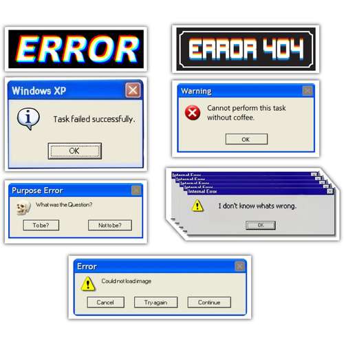 استیکر لپ تاپ طرح خطا های ویندوز کد KM-WINERR1 مجموعه 7 عددی