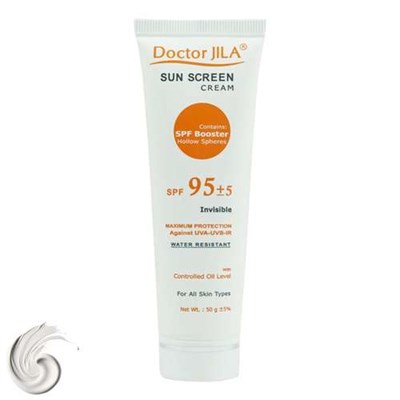 کرم ضد آفتاب بدون رنگ دکتر ژیلا SPF95 مدل Invisible محافظ UVA ،UVB، ضد آب، تنظیم ترشح چربی پوست، مناسب انواع پوست حجم 50 میلی‌لیتر