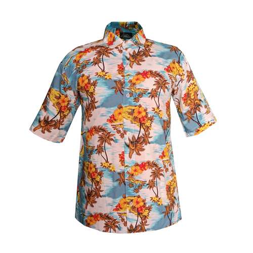 پیراهن آستین کوتاه مردانه مدل هاوایی نخل و گل