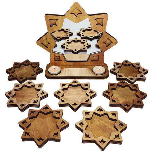 مجموعه ظروف هفت سین 8 پارچه مدل چوبی k8