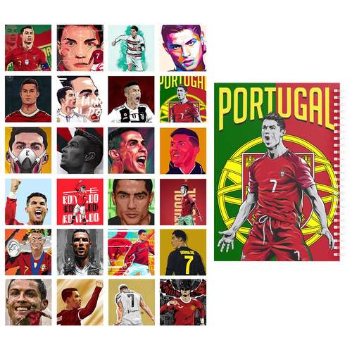دفتر نقاشی باژیکان طرح فوتبالی هواداران رونالدو کد 20100523 به همراه فتوکارت مجموعه 24 عددی