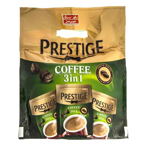 قهوه فوری با پودر خامه و شکر 3x1 پرستیژ شیرین عسل - 18 گرم بسته 22 عددی 