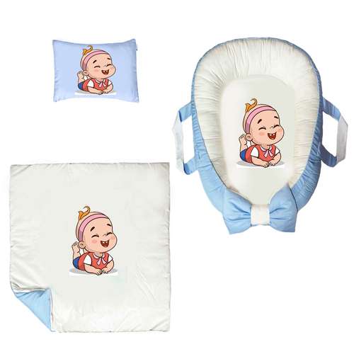 سرویس خواب سه تکه نوزاد ناریکو مدل گارد محافظ دار طرح فانتزی پسر بچه کد 0549