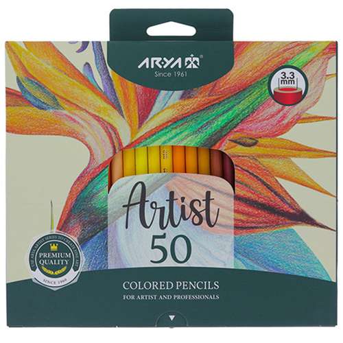 مداد رنگی 50 رنگ آریا مدل آرتیست طرح گل 