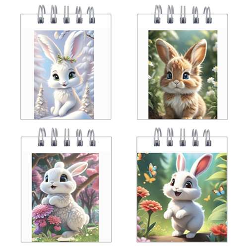 دفترچه یادداشت 50 برگ طرح خرگوش خوشگل و کیوت کد hc461 مجموعه 4 عددی