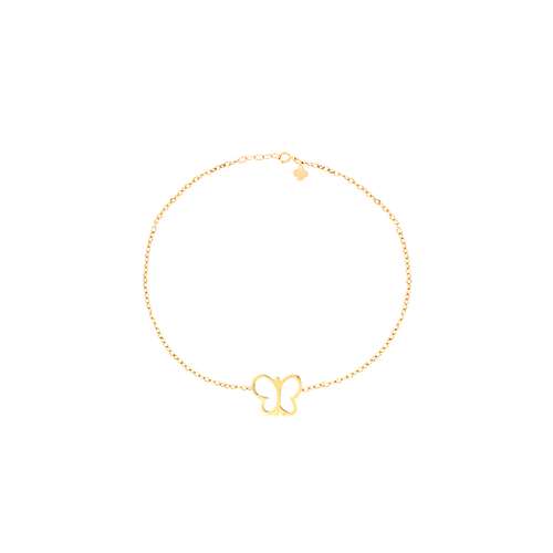 دستبند طلا 18 عیار زنانه ماوی گالری مدل پروانه لیزری