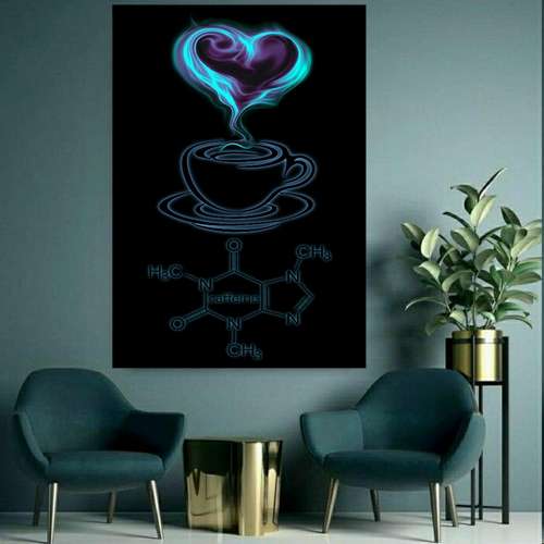  استیکر دیواری طرح فنجان قهوه مدل معادله شیمی کد SD7164