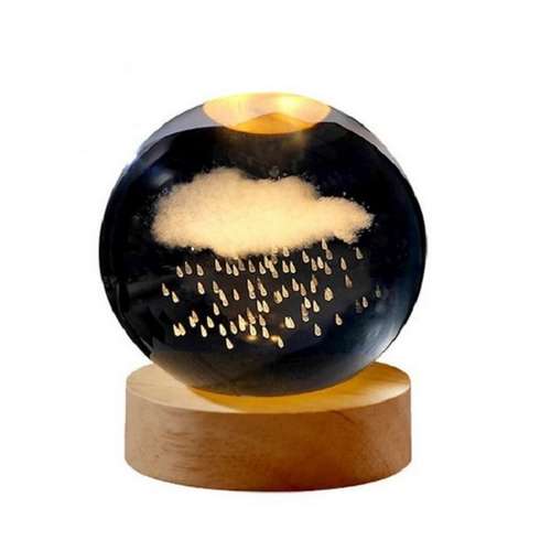 چراغ خواب مدل گوی کریستالی طرح ابر و باران 3D