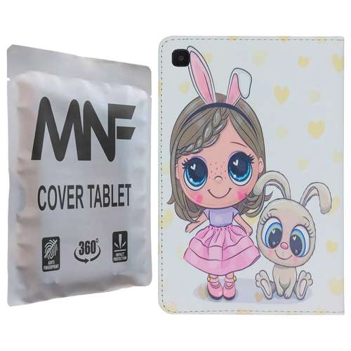 کیف کلاسوری ام ان اف طرح دختر زیبا و خرگوش کد M-208 مناسب برای تبلت سامسونگ Galaxy Tab A7 Lite / T225