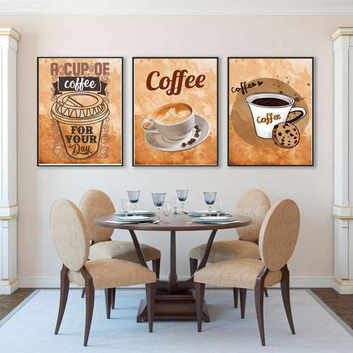 تابلو مدل آشپزخانه قهوه کد 14000501 مجموعه سه عددی